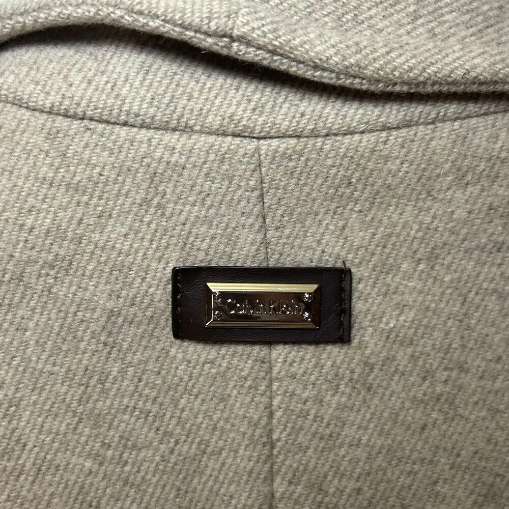 Calvin Klein Womens Wool Blend Belted Tan Wrap Coat Size Medium - Picture 11 of 11